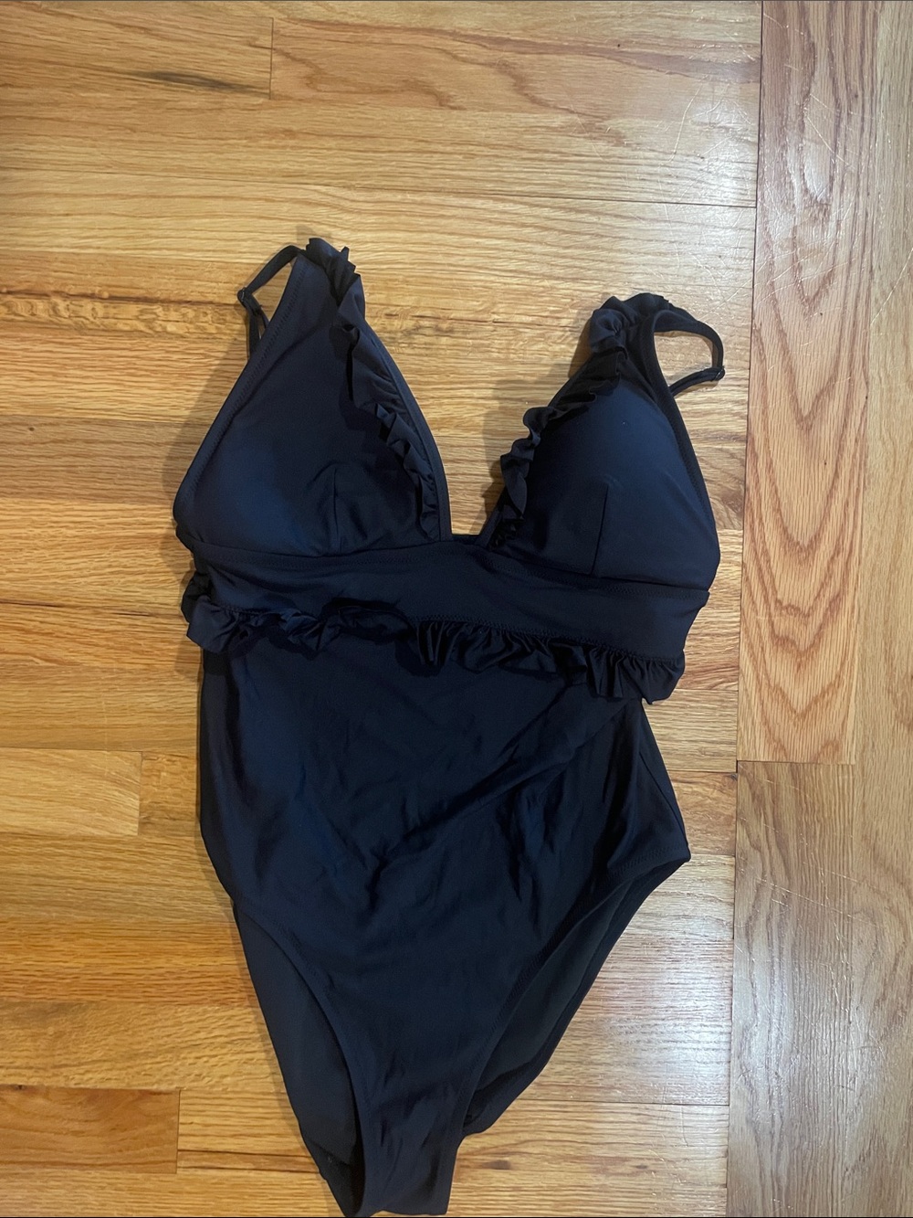 size 12/14Classic Black Ruffle One-Piece Swimsuit